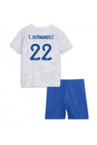 Ranska Theo Hernandez #22 Jalkapallovaatteet Lasten Vieraspeliasu MM-kisat 2022 Lyhythihainen (+ Lyhyet housut)